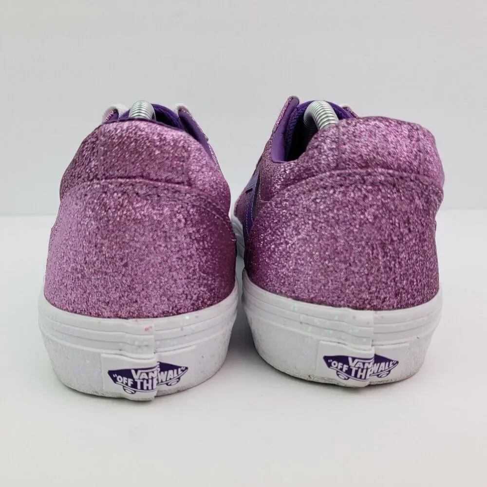 Vans Old Skool Girls Size 6Y Womens Sz 7.5 Purple Glitter Low Sneaker Shoes